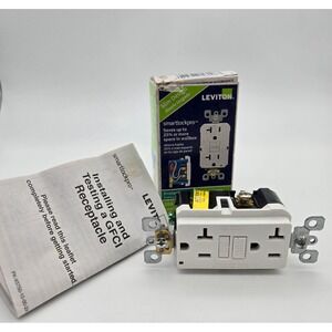 Leviton SmartlockPro GFCI Receptacle 20A 125V White Slim Design Outlet 7599-W